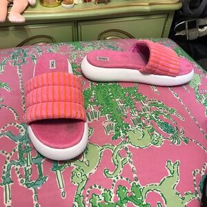TOMS pink Striped Terry Platform Slides Alpargata Mallow size 7